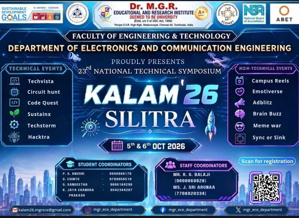 Kalam 2026 SILITRA, Dr. M.G.R. Educational And Research Institute, ECE Symposium, Chennai banner